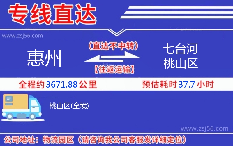 惠州到七臺(tái)河桃山區(qū)物流公司