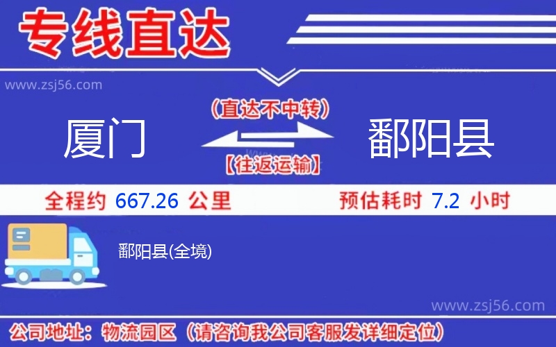廈門(mén)到鄱陽(yáng)縣物流公司